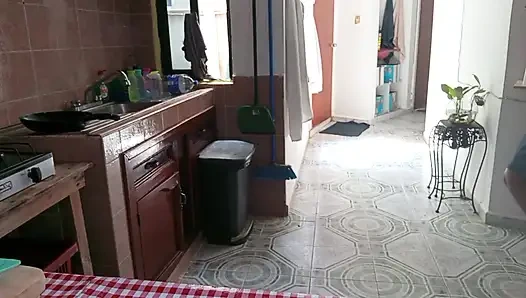 Mom in Bralett in the Kitchen