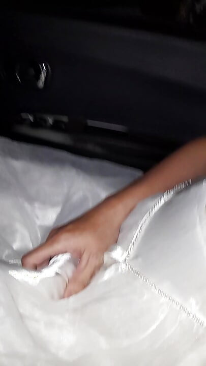 Crossdressing Wearing Wedding Gown While Driving and Cum Inside Gown