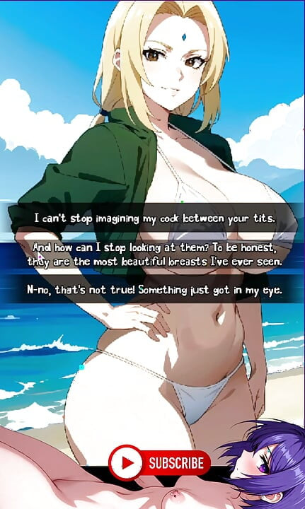 The date with Tsunade on the beach. Topless of Naruto's biggest natural tits.