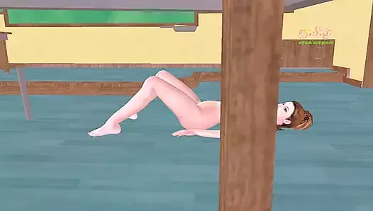 Une vidéo de sexe animée en 3D d’une jolie fille dans des poses sexy dans la salle de classe