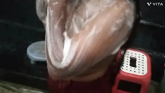 I was watching my stepbrother from above in a hot shower scene, but instead of getting angry, I let him cum inside my clumsy