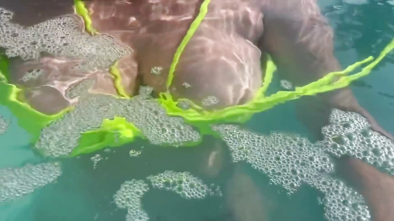 Artemisia Love Flashing Her Perfect Big Tits Underwater and Smoking a Cigarette