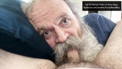 Moustache Daddy Worships Cock, Swallows Cum