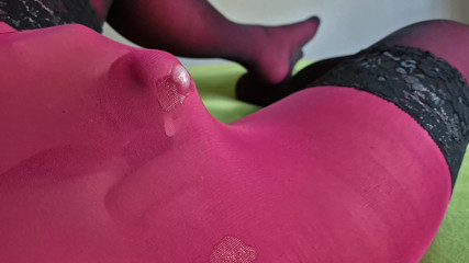 6 lovely cumshots in my rose pantyhose thumbnail