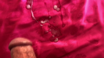 Sexy Pink Satin Nightie Blasted with a Fat Cum Load