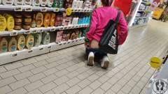 Crazy Rebeca Addams in Jeans Buttcrack at the Supermarket