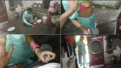 In the kitchen, water was taken out of penis, showing big boobs and Hindi audio best handjob.
