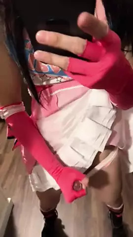 Sissy cheerleader cums in front of mirror thumbnail