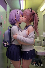 Schoolgirl Kissing Cosplay Anime compilation