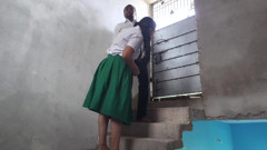 18 years old virgin school girl romance and boobs press with her boyfriend in school balcony