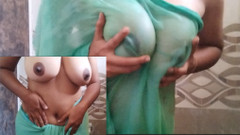 my stepmom with saree natural boobs and shape