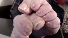 Closeup long real toenails