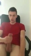 cute twink jerking off his XL dick for cam (1'14'')