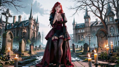 Redhead Gothic Muse: Encounter in the Dark Cemetery.