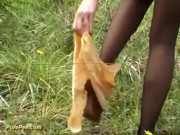 Lady in Outdoor Piss Pants