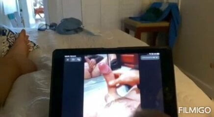 Stroking my cock with a friend on kik and both cumming