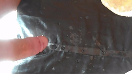 Handjob &amp; cumshot on black blouse .