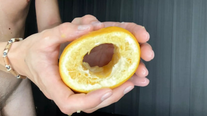 Fruit fuck homemade fleshlight with an orange
