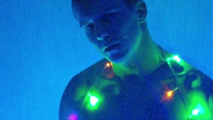 Jerking off in Christmas Lights