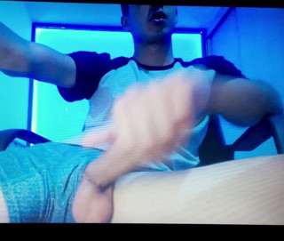 Latino lad in shorts edging his thick hard hung cock