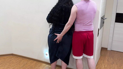 An old woman with curvy forms is shy when she asks for sex