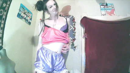 millies satin bloomer try on with chastity