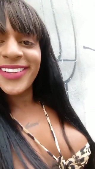 Transex morena pauzuda na rua