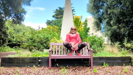 Hot Tranny in PVC Wanking on Park Bench thumbnail