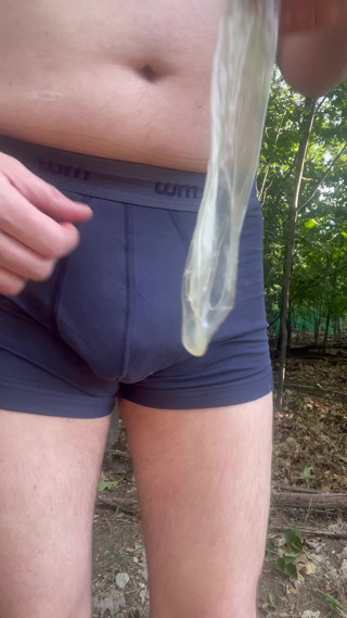Horny in the forest with used condom 🍆