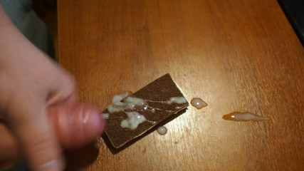Cum on Kinder Slice - Cum on food