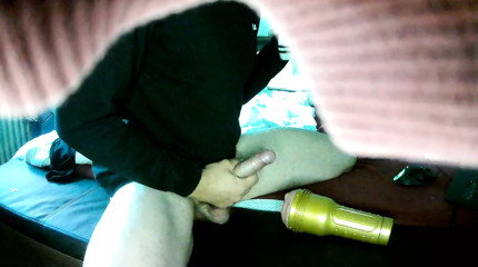 str8 Boy fucking a fleshlight and licking his own feet