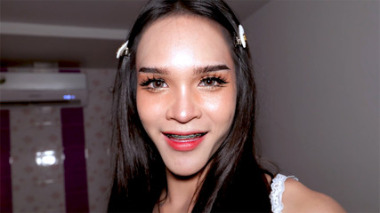 Petite but curvy teen femboy raw anal penetration and POV blowjob