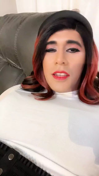 Sexy Crossdresser Ellie stroking my girl cock thumbnail