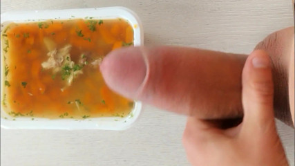 Soup with Own Cum - Flavoring Delivered Food From Restaurant with Own flavor and Tasting It