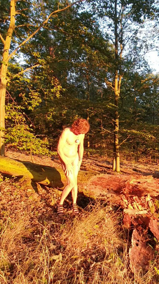 Naked in the evening sun