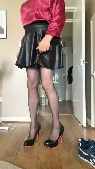 Crossdresser Strip tease satin blouse 