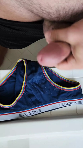 Jerking off into briefs