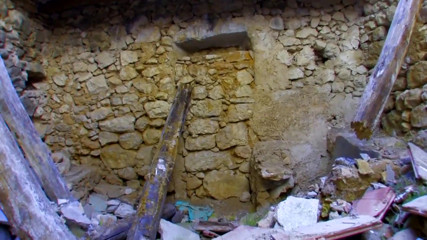 Sexy young slut with big boobs slammed in a ruined house