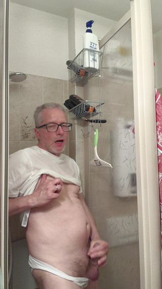 Wet T-shirt and Wet Underpants While Showering