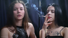 Two Seductive Smokers - Dark Room Tease & Intense Eye 