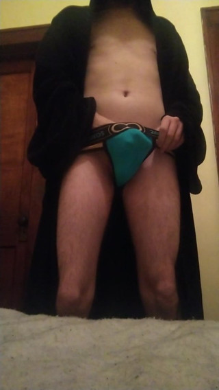 Messy explosive Edged cumshot in my Jockstrap and Robe