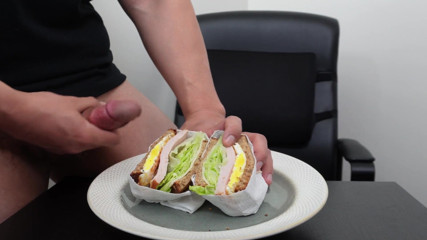Asmr Asian Guy Cum Eating Breakfast Sandwich
