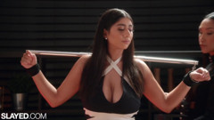 Slayed Violet Myers Submits Her Big Natural Tits to Vicki Chase