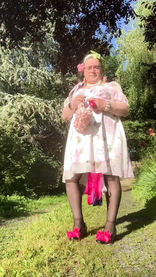 Dressed with a little floral dress for an evening