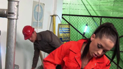 Brunette construction worker's revenge