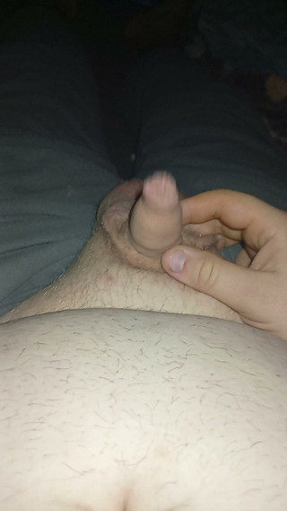 Fat gay jerking uncut cock but no cum