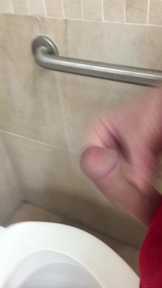Jacking off my cock in a public bathroom!
