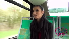 Nelly, a Naughty Brunette Who Shows off and Gets Fucked on a Bus