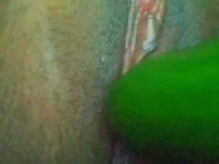 Cum cucumber in hot fucking pussy