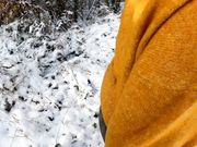 Topless titslapping while hiking trough the snow
